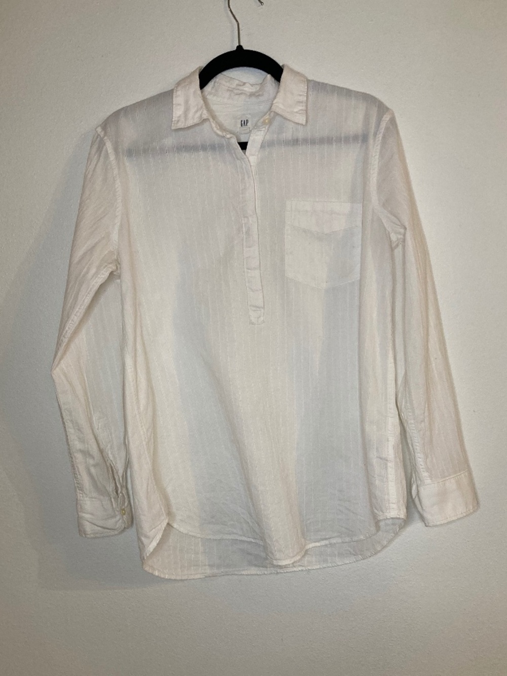 gap cotton pocket front collared pullover tunic top